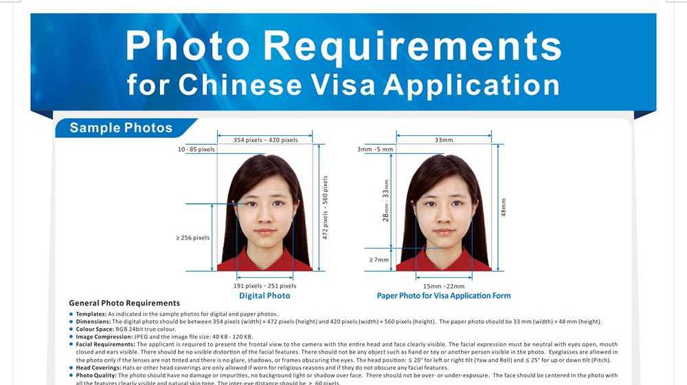 requerimientos en china para fotografia de la visa