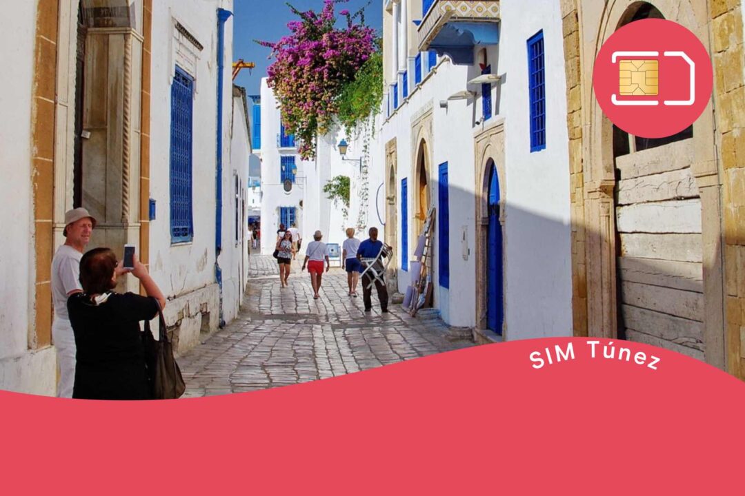 Casas azules y blancas en Sidi Bou Said, Tunez, datos, internet, holafly