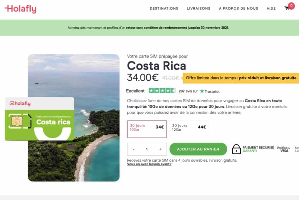 carte SIM prépayée Costa Rica d'Holafly